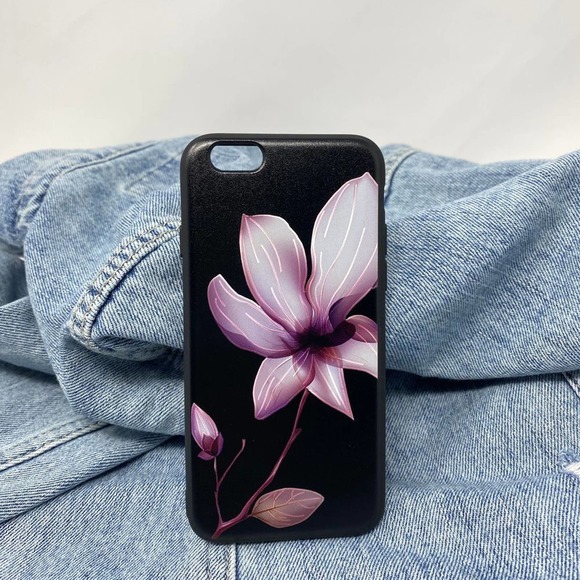 iPhone 6s Plus Case Purple Floral Silicone Glossy Cover NEW - Picture 1 of 6